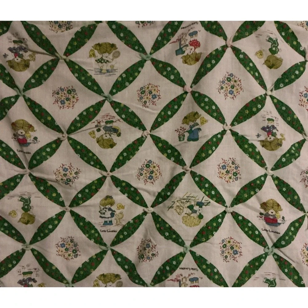 Vintage Handmade Little Lovables Baby Quilt, 40X56
